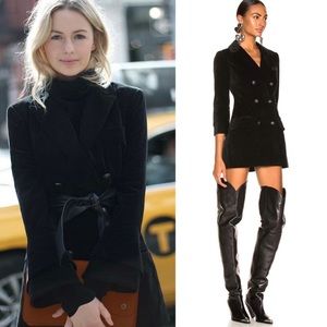 Marissa Webb Black Longline Double Crest Button Breasted Blazer Jacket L